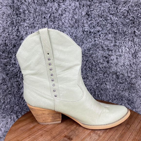 Very Volatile Green Leather Rhinestone Cowboy Boots Women's Size 7 - Picture 5 of 10